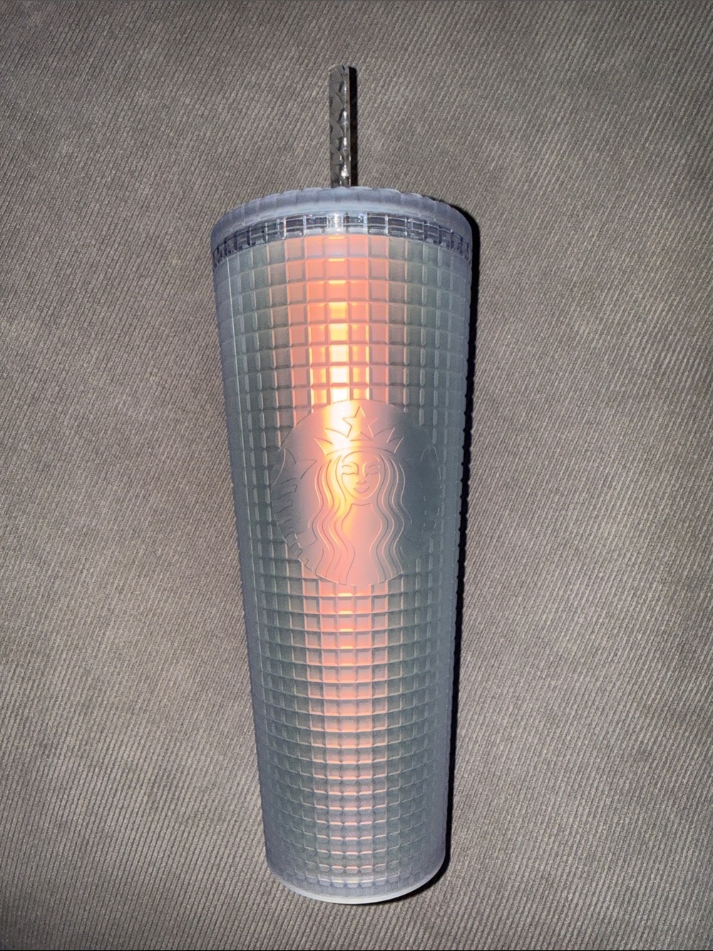 Starbucks Iridescent Gray Grid Tumbler with Pink Accent